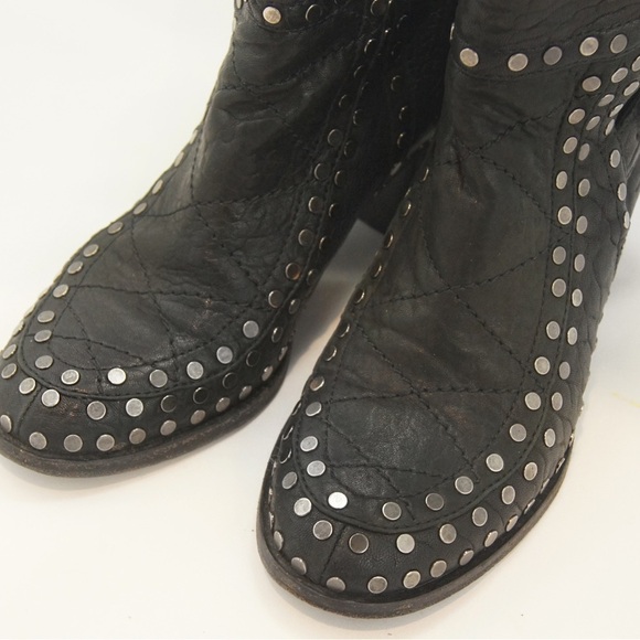 Designer Laurence Dacade Paris GATSBY Black Leather Stud Moto Ankle  Boots - Picture 2 of 6
